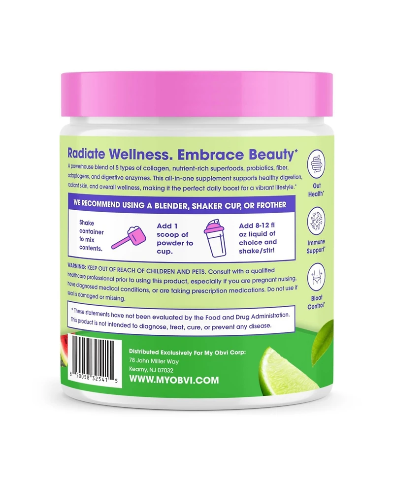 Obvi Collagen Greens Powder for Overall Wellness - Nutrient-Rich Superfood Blend - Healthy Digestion - Radiant Skin - Watermelon Lime