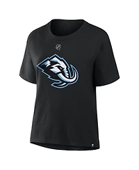 Fanatics Women's Logan Cooley Black Utah Mammoth Authentic Stack Name & Number T-Shirt