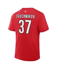 Fanatics Men's Andrei Svechnikov Red Carolina Hurricanes Authentic Stack Name & Number T-Shirt