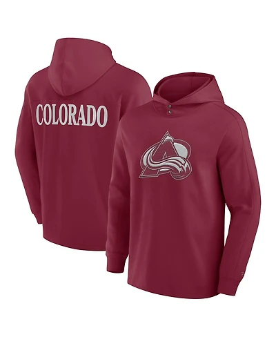 Fanatics Men's Burgundy Colorado Avalanche Elements Blaze Tri-Blend Long Sleeve Hoodie T-Shirt