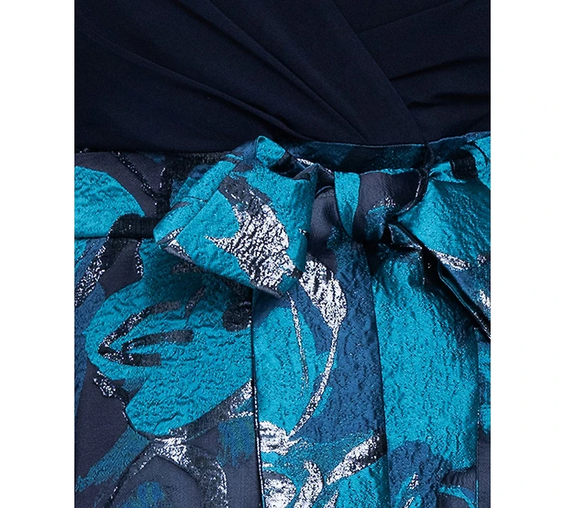 Betsy & Adam Plus V-Neck Gown