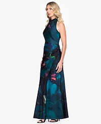 Betsy & Adam Petite Sleeveless Halter Neck Gown