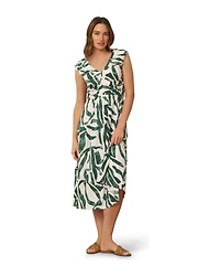 Cable & Gauge Women's Shirred Printed Midi Dress