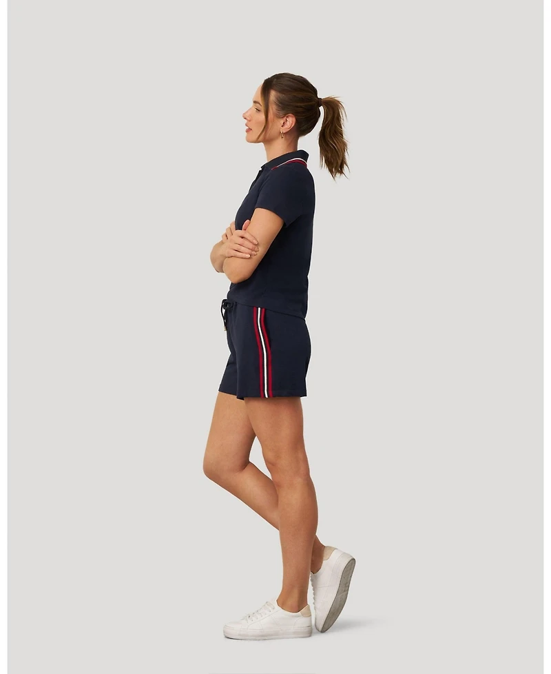 Cable & Gauge Women's Sporty Rib Polo and Short Set