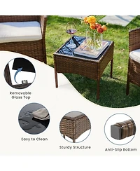 Yiortwo 3 Piece Patio Furniture Set Rattan Outdoor Chair with Cushions