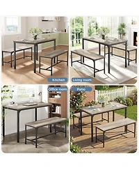 Yiortwo 3-Piece Dining Table Set with Benches, 4-Person Kitchen