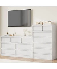 homfan 5 Drawer Dresser for Bedroom, Antique White Chest of Drawers 43" Tall with Large Storage Space, Modern Organizer Living Room