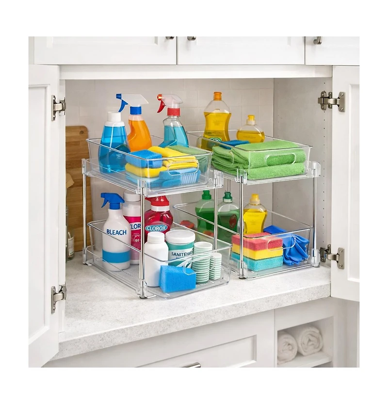 Sorbus 2 Pack 2-Tier Pull-Out Cleaning Organizers for Utility Organization, Household and Cleaning Supplies