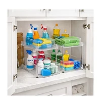 Sorbus 2 Pack 2-Tier Pull-Out Cleaning Organizers for Utility Organization, Household and Cleaning Supplies