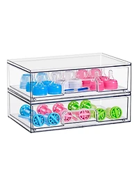 Sorbus Pack Clear Wide Stackable Pull-Out Storage Organizer Bins for Baby Bottles, Bathroom