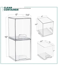 Sorbus 2 Tall Clear Stackable Pull-Out Storage Organizer Bins for Baby Bottles, Bathroom, Kitchen and More