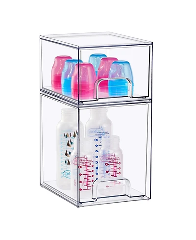 Sorbus Piece Clear Stackable Pull-Out Storage Organizer Bins for Baby Bottles, Bathroom