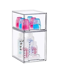 Sorbus 2 Piece Clear Stackable Pull Out Storage Organizer Bins For Baby Bottles Bathroom Kitchen More