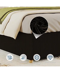 homfan Upholstered Low Platform Bed Frame with Round Wood Legs, No Headboard, Slat Support