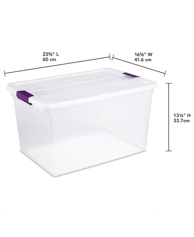 Sterilite 66 Quart Clear Plastic Latching Handle Storage Container Tote, 12 Pack