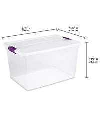 Sterilite 66 Quart Clear Plastic Latching Handle Storage Container Tote, 12 Pack