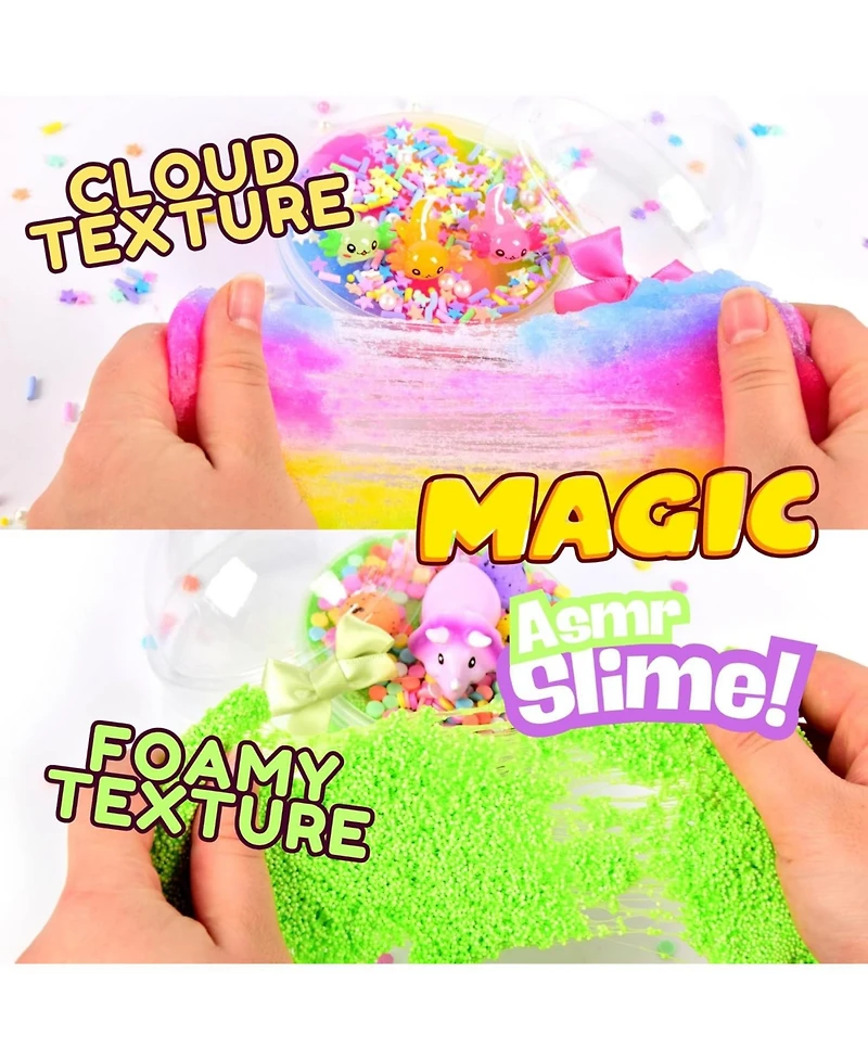 ToysButtyFINOCLAY Axolotl Slime Kit,2 Pack Colorful Cloud and Foam Slime for Kids, Scented Premade Slime Pack with Glow in The Dark Tiny Animal