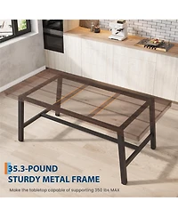 gaomon Dining Table for 6-8 People, Rectangular Wood Kitchen with Sturdy Metal Frame, Industrial Large Counter Dinner,