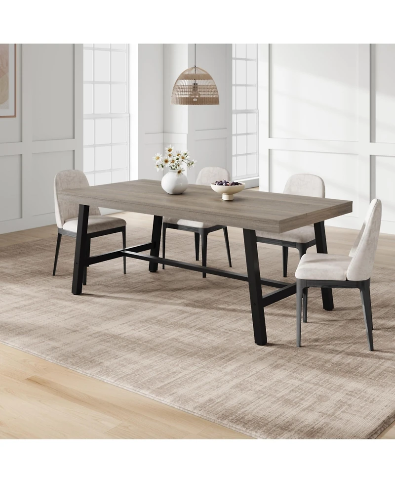 gaomon Dining Table for 6-8 People, Rectangular Wood Kitchen with Sturdy Metal Frame, Industrial Large Counter Dinner,