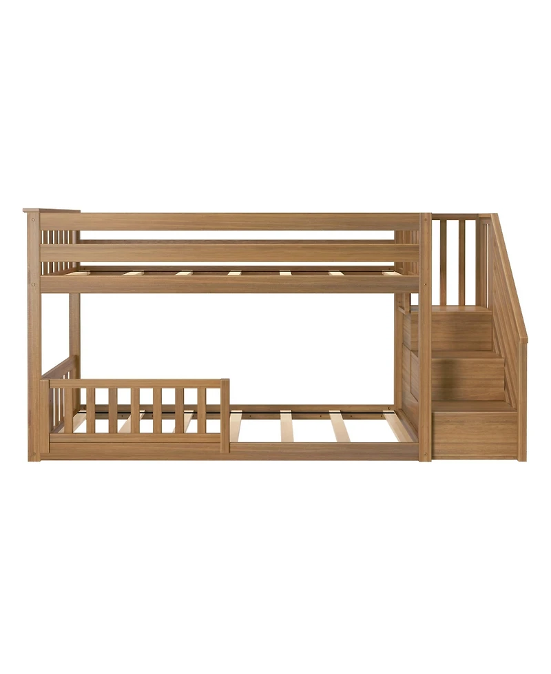 Max Lily Low Twin over Bunk with Stairs Single Guard Rail