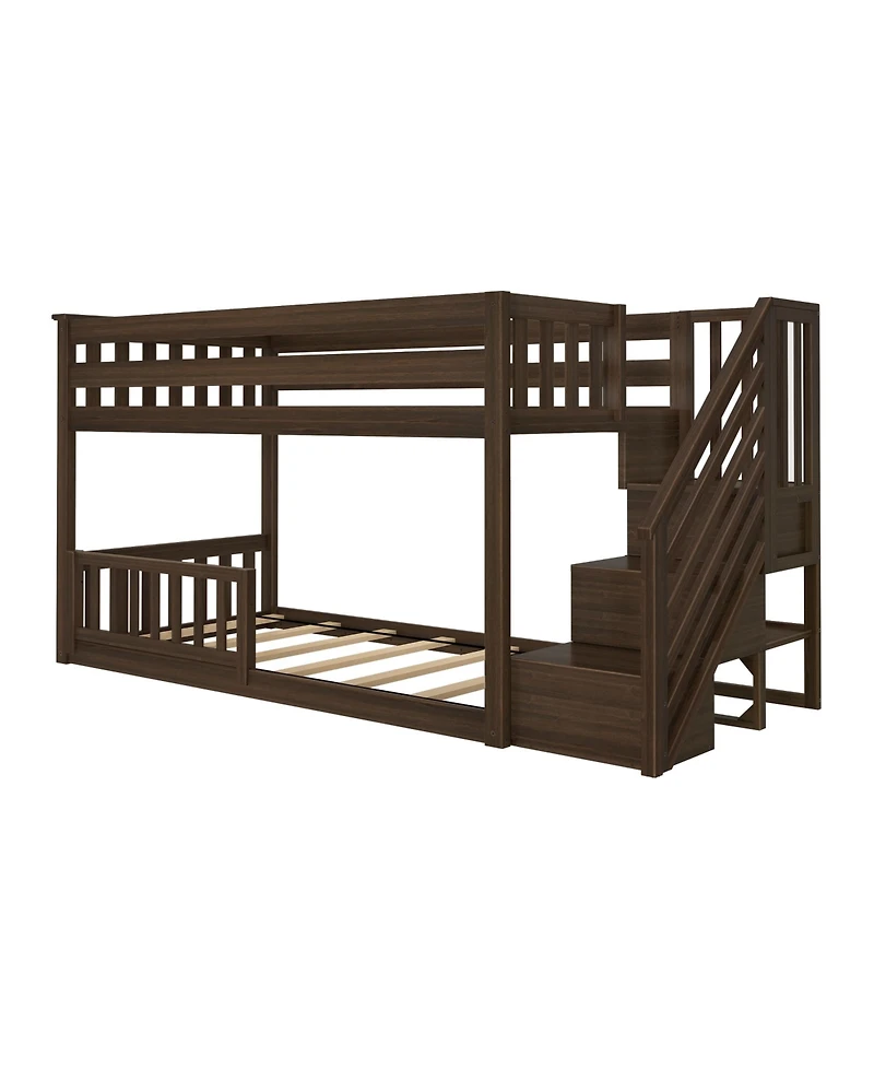 Max and Lily Low Twin over Bunk with Stairs Single Guard Rail