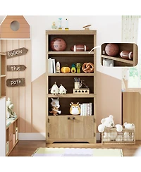 gaomon 5 Tier Bookshelf Farmhouse Bookcase with 2 Doors Adjustable Shelves Anti-Slip for Home Office Living Room, Study