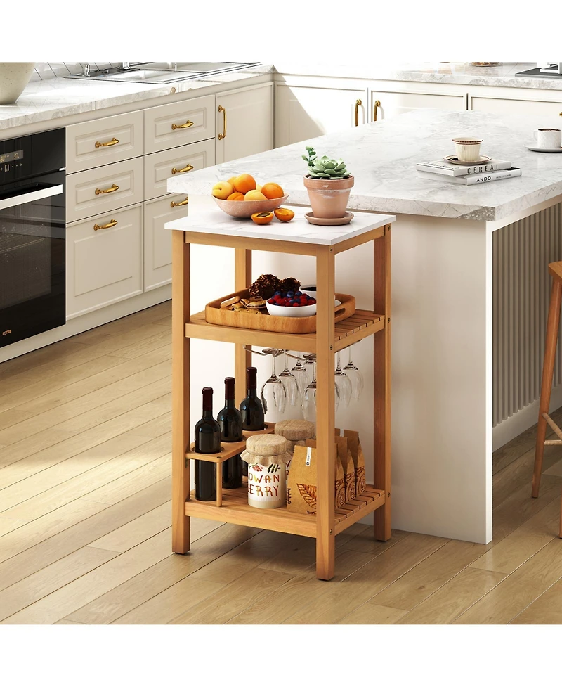 Slickblue Outdoor Patio Storage Cabinet Acacia Wood Bar Table Cabinet
