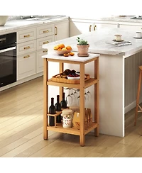 Slickblue Outdoor Patio Storage Cabinet Acacia Wood Bar Table Cabinet
