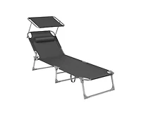 Slickblue Sun Lounger with Sunshade and Adjustable Backrest Outdoor Chair