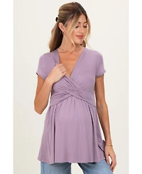 Pinkblush Maternity Dusty Plum Draped Front Nursing Top