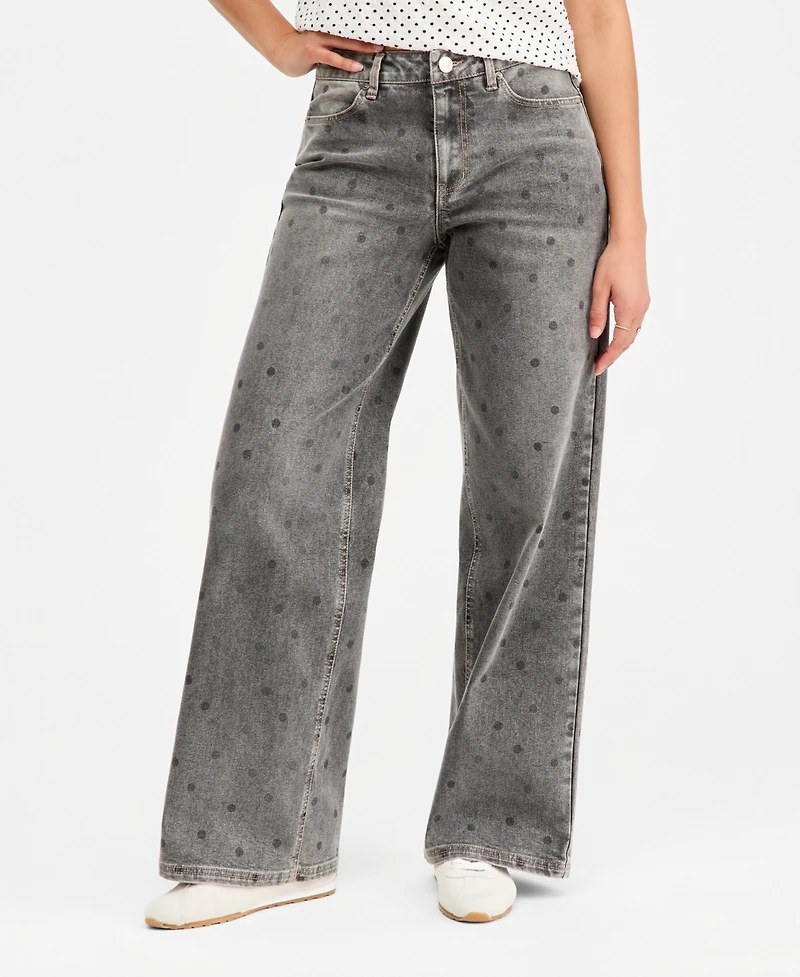 Madden Girl Juniors' Ultra '90s Polka-Dot Jeans