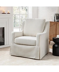 Hulala Home Wimberly 30"W Farmhouse Slipcover Swivel Rocking Chair with Pillow Back