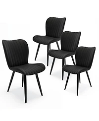 Streamdale Furniture 4 Modern Pu Leather Dining Chairs with Metal Legs