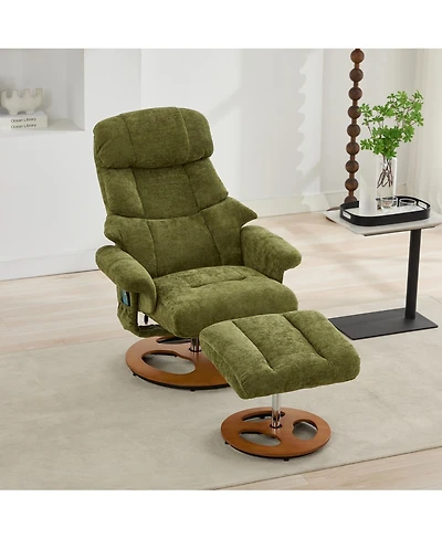 Streamdale Furniture Ergonomic Swivel Recliner with Ottoman, Massage