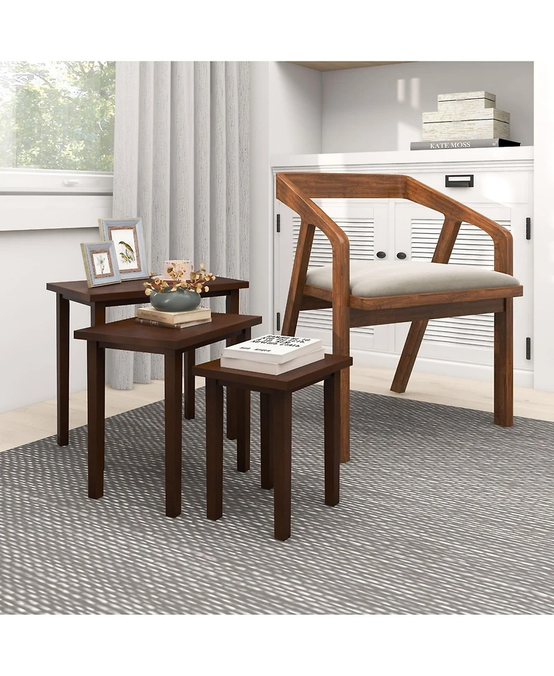 Slickblue Farmhouse Rectangle Side Table Set of 3, Rustic End Tables for Living Room