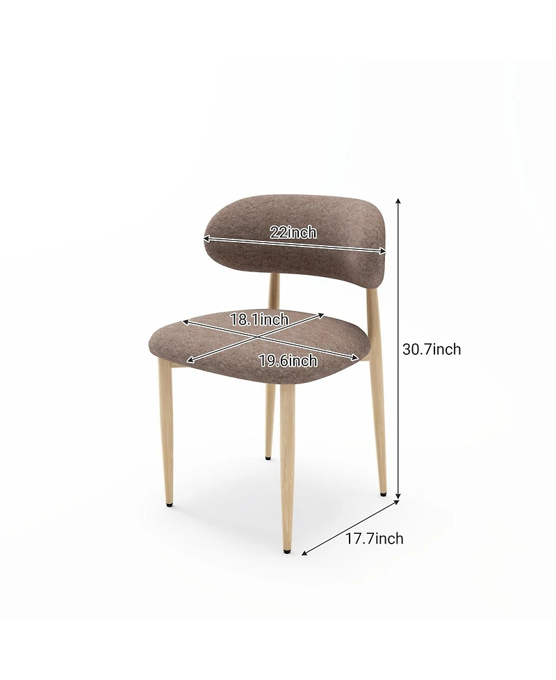 Streamdale Furniture Set of 4 Farmhouse Fabric Dining Chairs with Metal Legs