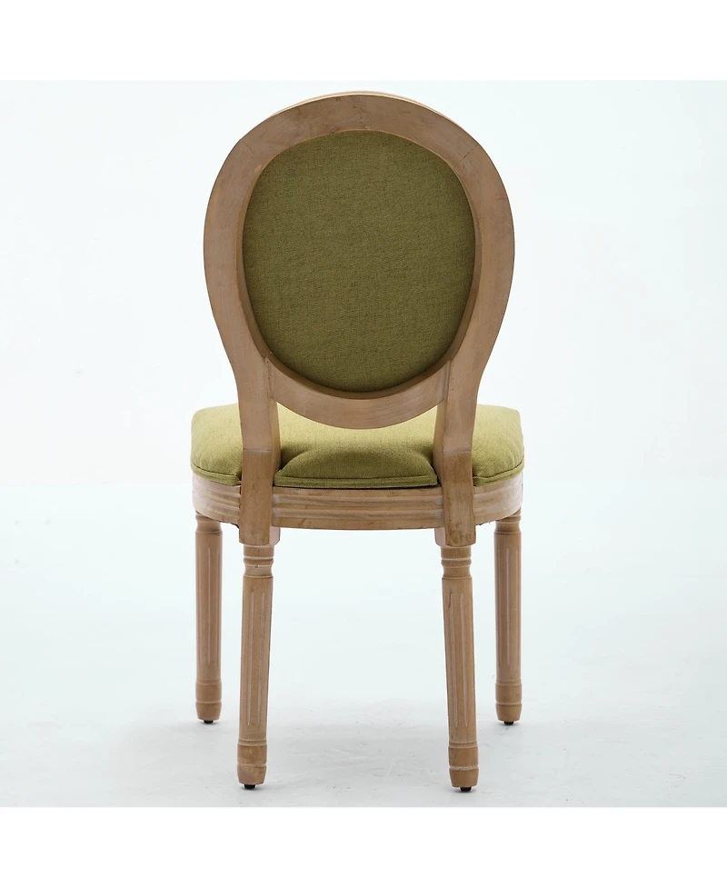 Clihome French Style Solid Wood Frame Antique Painting Linen Fabric Back Dining Chair,Set of 2