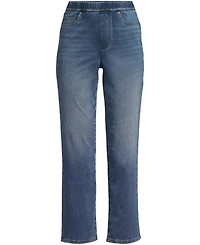 Lands' End Women's Tall Starfish High Rise Knit Denim Straight Crop Jeans