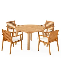 Slickblue Outdoor Dining Set 5 Piece Acacia Wood Table Umbrella Hole