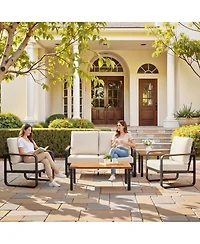 Tribesigns 5-Piece Outdoor Patio Furniture Set with 2 Chairs, 1 Loveseat, Coffee Table and Side Table,Modern Conversation for Poolside