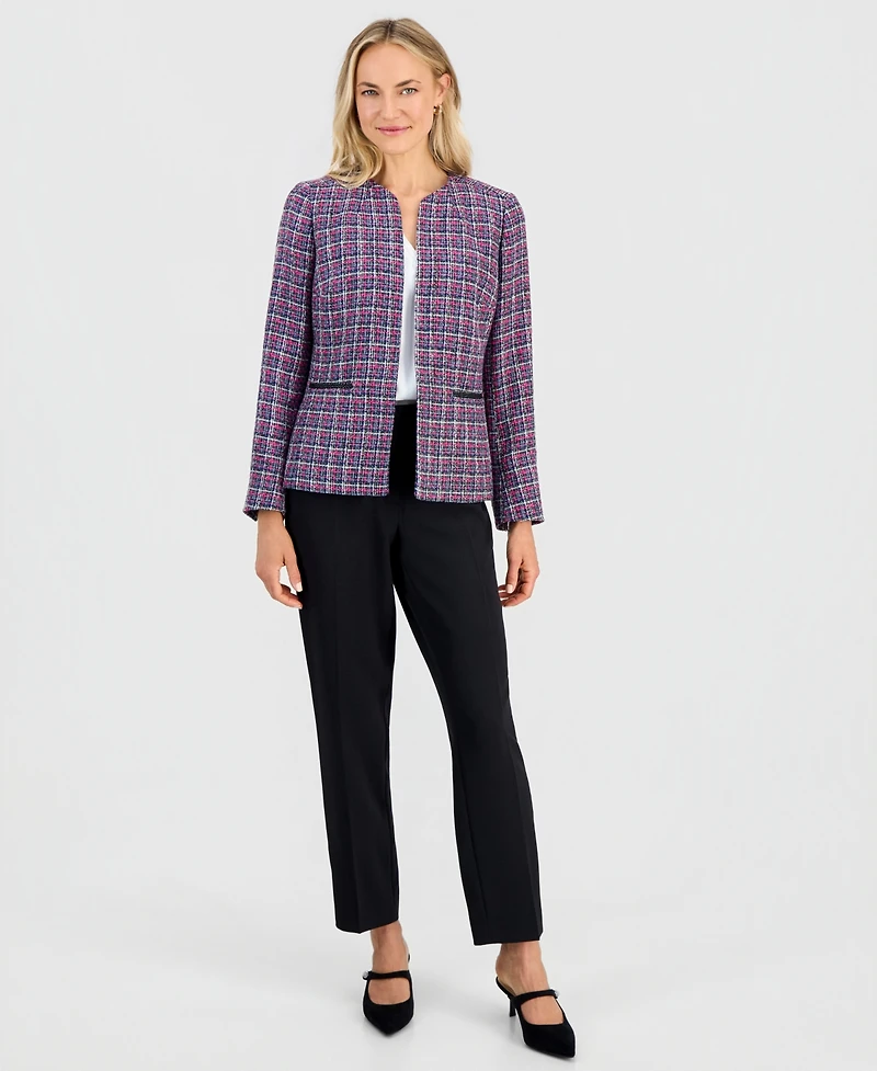 Kasper Petite Open-Front Collarless Sweater