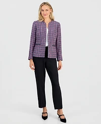 Kasper Petite Open-Front Collarless Sweater