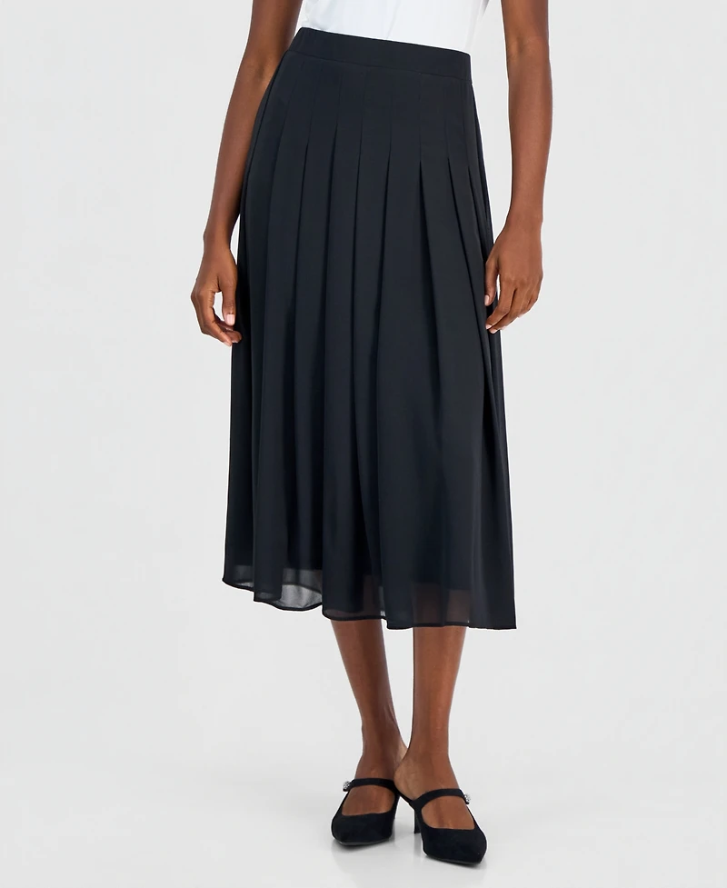 Kasper Women's Pull-On Pleat-Front Midi Skirt