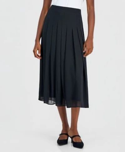 Kasper Womens Pull On Pleat Front Midi Skirt