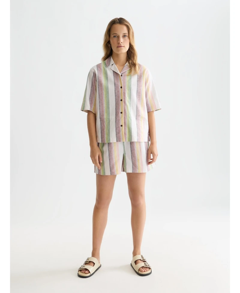 Scotch & Soda Women's Striped Shirt Sleeve Shirt
