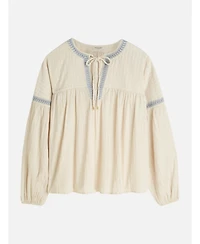 Scotch & Soda Women's Cotton Crepe Blouse with Embroidered Top