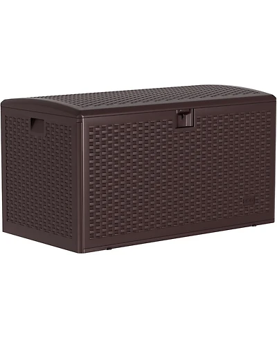 Gaomon 99 Gallon Waterproof Resin Deck Box, Lockable Storage Container for Patio Furniture and Tools - Outdoor Storage Bin for Pool and Garden