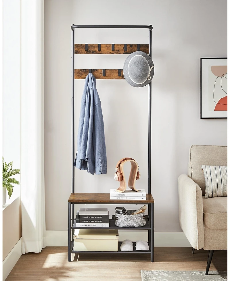 Slickblue Hall Tree with Bench and Shoe Storage Entryway Organizer Unit