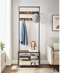 Slickblue Hall Tree with Bench and Shoe Storage Entryway Organizer Unit