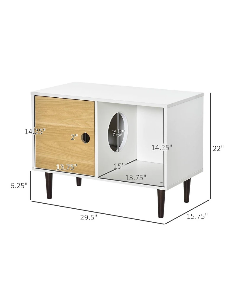 6thdruple Elevated Wooden Cat House, Modern White Pet Condo with Cushion and Airy Access Holes